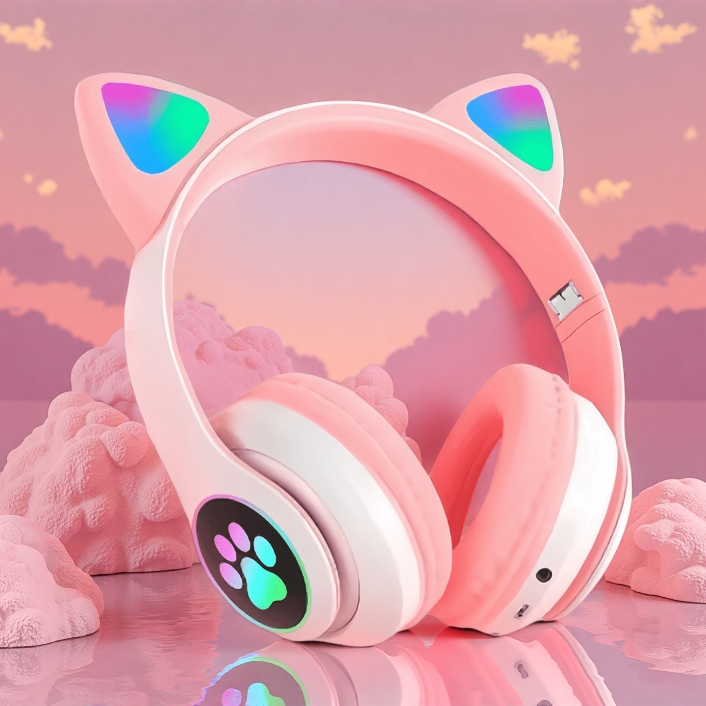 Wired Earphone Lightning - Nova luz de flash bonito orelhas